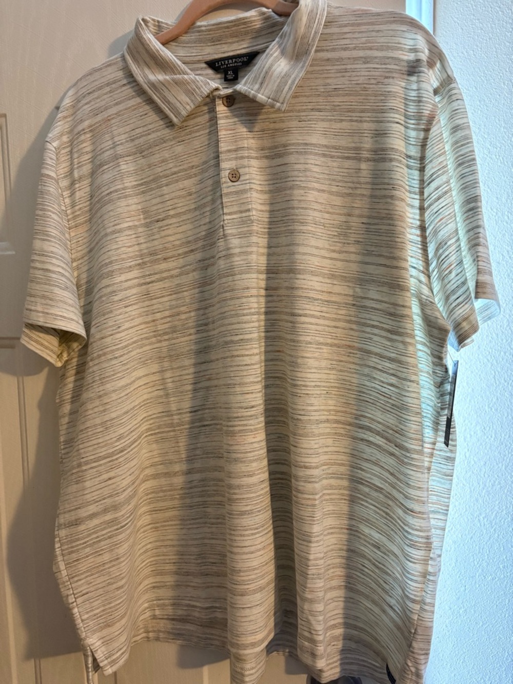 Liverpool Men’s Light Beige Striped Polo